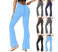 Leggings acampanados para mujer, leggings con cintura en V, pantalones de yoga de cintura alta, pantalones elásticos de entrenamiento, pantalones de control de abdomen, pantalones suaves para gimnasio