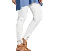 Leggings Ajustados para Mujer con Ribete de Encaje y diseño Calado.