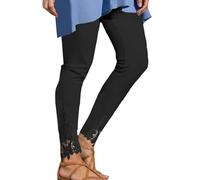 Leggings Ajustados para Mujer con Ribete de Encaje y diseño Calado.