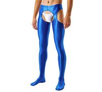Leggings brillantes para hombre con brillo de aceite, ropa de dormir erótica, ropa interior abierta de entrepierna abierta, calzoncillos largos, elásticos, mallas ajustadas, ropa interior de cintura