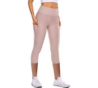Leggings Capri para mujer, pantalones de yoga 3/4, pantalones de deporte, pantalones de entrenamiento, mallas con bolsillo para el teléfono móvil, cintura alta, leggings de gimnasio, leggins