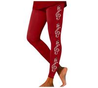 Leggings Casuales para Mujer con Estampado Navideño Tripartito Pantalones Elásticos para Ejercicio y Uso Diario (Red, XXL) #129