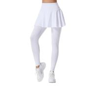 Leggings con falda para mujer, deporte, yoga, opacos, cintura alta, 2 en 1