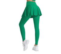 Leggings con falda para mujer, deporte, yoga, opacos, cintura alta, 2 en 1