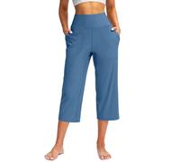 Leggings de ajuste holgado para mujer, cintura alta, pierna ancha, pantalones transpirables de color sólido con bolsillo lateral, pantalones casuales ligeros para vacaciones, playa, pantalones