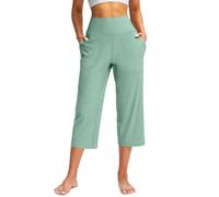 Leggings de ajuste holgado para mujer, cintura alta, pierna ancha, pantalones transpirables de color sólido con bolsillo lateral, pantalones casuales ligeros para vacaciones, playa, pantalones
