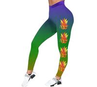 Leggings de carnaval espacio para mujer, estampado de plumas, pantalones de yoga deportivos casuales, polainas de moda, naranja, M