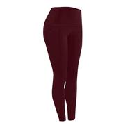 Leggings De Cintura Alta Para Mujer - Pantalones de yoga elásticos con bolsillos dobles laterales gruesos y cálidos para mujer de terciopelo color sólido para primavera y otoño e invierno (L)