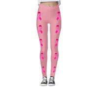 Leggings de cintura alta para mujer, pantalones de yoga sin costuras para entrenamiento, fitness, running, deportes, con estampado de concienciación sobre el cáncer de mama, mallas elásticas y (M)