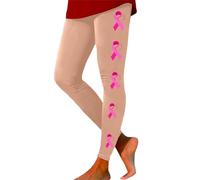 Leggings de cintura alta para mujer, pantalones de yoga sin costuras para entrenamiento, fitness, running, deportes, con estampado de concienciación sobre el cáncer de mama, mallas (Beige, XL)