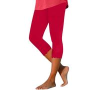 Leggings de color de talla grande, pantalones de yoga de cintura alta, ligeros, cómodos, de color sólido, suaves, casuales, pantalones cortos para mujer, paquete de algodón, rosso, 3XL