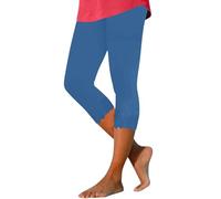 Leggings de color de talla grande, pantalones de yoga de cintura alta, ligeros, cómodos, de color sólido, suaves, casuales, pantalones cortos para mujer, paquete de algodón, azul oscuro, 3XL