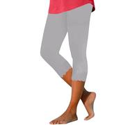 Leggings de color de talla grande, pantalones de yoga de cintura alta, ligeros, cómodos, de color sólido, suaves, casuales, pantalones cortos para mujer, paquete de algodón, gris, 3XL