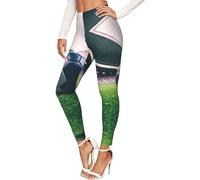 Leggings de compresión con estampado de balón de fútbol para mujer, leggings suaves para mujer, Negro, S