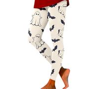 Leggings de compresión de Halloween para mujer, cintura alta, para entrenamiento, atletismo, control de abdomen, suaves, lindos, murciélagos fantasmas, beige, XL