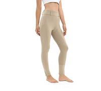 Leggings de equitación para mujer, ribete completo con bolsillo para el teléfono móvil, cintura alta, pantalones de equitación para mujer y niña, elásticos, con trabillas, caqui, M