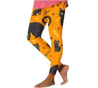 Leggings de Halloween para mujer 2025 elásticos de cintura alta espeluznante fantasma murciélago, mallas suaves como la mantequilla, pantalones de yoga de compresión, amarillo, S