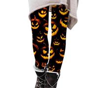 Leggings de Halloween para Mujer de Alta Cintura Elástica Novedad | Leggings Calabaza Gráfico Vintage Pantalones Deportivos Slim Fit Ocio Pantalones Largo Carnaval Halloween 2026