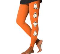 Leggings de Halloween para mujer, de cintura alta, lindos fantasmas, elásticos, de compresión, atléticos, para entrenamiento, correr, con bolsillos, naranja, 3XL