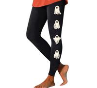 Leggings de Halloween para mujer, de cintura alta, lindos fantasmas, elásticos, de compresión, atléticos, para entrenamiento, correr, con bolsillos, Negro, S