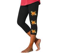 Leggings de Halloween para mujer, elásticos, de cintura alta, con control de abdomen, leggings de compresión capri suaves 3/4, pantalones de yoga para entrenamiento, Negro, L