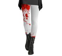 Leggings de Halloween para mujer, elásticos, de cintura alta, control de abdomen, leggings de compresión sangrientos, para otoño e invierno, pantalones de yoga suaves como la mantequilla, Vino, L
