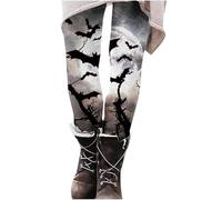 Leggings de Halloween para mujer, elásticos, divertidos, lindos, fantasmas, espeluznantes, con control de abdomen, leggings de compresión suaves para llevar con camisetas tipo túnica, gris, M