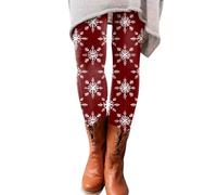 Leggings de invierno para mujer curvados Push Up - Leggings navideños ajustados elásticos térmicos para mujer Skinny Pantalones Fitness Yoga Medias contenitivas con motivos navideños, Rosa cálida