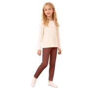 Leggings de invierno para niñas con forro polar, térmicos gruesos, para niños pequeños y escolares, pantalones de base elásticos suaves, café, 6-7 años