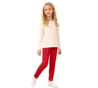 Leggings de invierno para niñas con forro polar, térmicos gruesos, para niños pequeños y escolares, pantalones de base elásticos suaves, rojo, 6-7 años