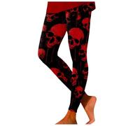 Leggings de moda para mujer, estilo informal, yoga, con cintura alta, patrón de estampado decorativo para un ajuste óptimo, rojo, M