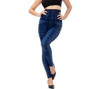 Leggings de moda para mujer, leggings elásticos de mezclilla, con estampado de rayas térmicas, mallas de mezclilla, medias, pantalones de senderismo, trajes, pantalones de yoga de cadera, azul, XL