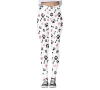 Leggings de mujer de cintura alta con estampado de patas de perro y hueso con corazones, lindos y cómodos pantalones deportivos Push-Up que esculpe para amantes de los animales o yoga, Blanco137