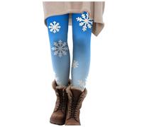 Leggings de Navidad para mujer, diseño de copa de vino y copo de nieve, mallas estampadas a la moda, leggings atléticos, pantalones de Navidad estampados, cómodos, casuales, ajustados, 14-azul cielo