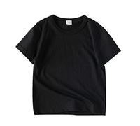 Leggings de verano para niños pequeños T Short Baby Mangas para niños y niñas Top de color sólido Cómodo y transpirable (Black, 100/3Y)