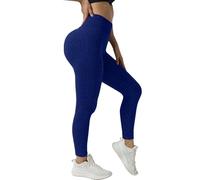 Leggings de yoga ajustados para mujer, de cintura alta, color sólido, transpirables, ligeros, casuales, de secado rápido, suaves, a rayas, pantalones de moda para correr al aire libre, azul marino, XS