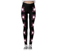 Leggings de yoga de cintura alta para mujer, sin costuras, para entrenamiento, correr, deportes, con estampado de concienciación sobre el cáncer de mama, para fitness, gimnasio, Mallas (Black, M)
