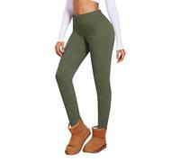 Leggings de yoga genéricos para mujer casuales lisos de talle alto de terciopelo alemán, cálidos, cómodos y ajustados, para un atuendo elegante, ejército verde, S