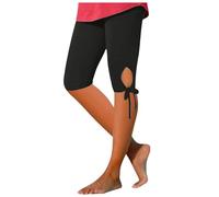 Leggings de Yoga Mujer con Encaje Cintura Alta 3 4 Capri Elasticos Levantamiento de Caderas Ajuste Flexible Elegantes para Gimnasio Jogging Ballet Baile Verano Primavera Actividades Cotidianas (S)