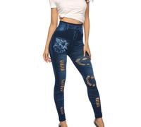 Leggings de yoga para mujer, talla 2026, pantalones largos con bolsillo, pantalones de mezclilla con cintura de mezclilla, pantalones de yoga para entrenamiento, vida diaria, azul, M