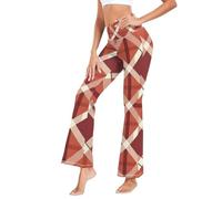 Leggings de yoga sexys para mujer, sensación de desnudez, control de abdomen, leggings para correr, talla S, Franela a cuadros rojos, negros y blancos, L