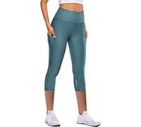 Leggings Deporte Mujer Deportivos Push Up Cortos Leggings Capri Talla Grande Sin Costuras Elasticos Mallas 3/4 Cintura Alta Control De Barriga Bolsillo Leggins Transpirable Pilates Running Gym