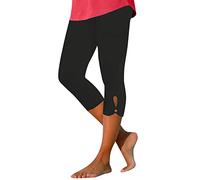 Leggings Deporte Mujer Push Up Deportivos Cortos Leggings 3/4 Cintura Alta Opaco Scrunch Bolsillo Mallas Capri Talla Grande Sin Costuras Elasticos Leggins Transpirable Correr Fitness Gimnasio
