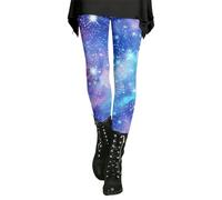 Leggings Deportivos Casuales de Cintura Alta con Estampado de Cielo Estrellado para Mujer.