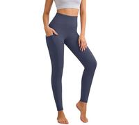 Leggings deportivos para mujer, compresión de segunda piel, color sólido, cintura alta, bolsillos laterales, soporte para el glúteo, para correr, yoga, ciclismo y fitness, verde menta, M