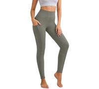 Leggings deportivos para mujer, compresión de segunda piel, color sólido, cintura alta, bolsillos laterales, soporte para el glúteo, para correr, yoga, ciclismo y fitness, Azul oscuro., XS