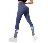 Leggings deportivos para mujer de cintura alta con bandas a rayas con contraste en los tobillos, leggings anticelulitis para mujer, push up, leggings ganadores elásticos transpirables | para running