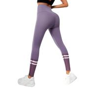 Leggings deportivos para mujer de cintura alta con bandas a rayas con contraste en los tobillos, leggings anticelulitis para mujer, push up, leggings ganadores elásticos transpirables | para running