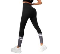 Leggings deportivos para mujer de cintura alta con bandas a rayas con contraste en los tobillos, leggings anticelulitis para mujer, push up, leggings ganadores elásticos transpirables | para running