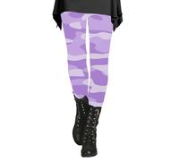 Leggings deportivos para mujer, de cintura alta, de camuflaje, de invierno, estampados, suaves, elásticos, térmicos, con patrón, fitness, yoga, deporte, térmicos, morado, 3XL
